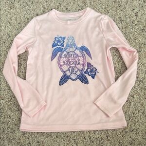 Kids Pink Turtle Graphic Long Sleeve Tee